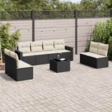  9-dijelni set vrtnih sofa s jastucima crni od poliratana | shoptok.hr