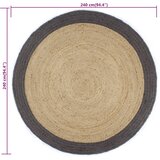 Ručno rađeni tepih od jute s tamnosivim rubom 240 cm | shoptok.hr