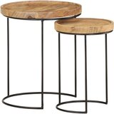 vidaXL 2-dijelni set stolića za kavu od masivnog drva manga i čelika | shoptok.hr