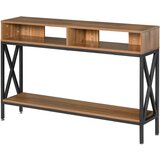 HOMCOM Industrijska konzolna mizica v starinskem slogu s tremi policami in kovinskim okvirjem, oreh in črna barva, 120x23,5x75 cm, (20710921) Cene