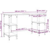vidaXL Radni stol boja hrasta 140x50x75 cm metal i konstruirano drvo | shoptok.hr