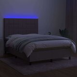  Box spring s madracem LED smeđesivi 140x200 cm tkanina | shoptok.hr