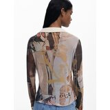 Desigual Bluza rjava / breskev / bela | Shoptok.si
