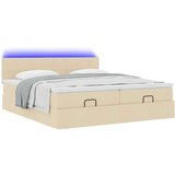 vidaXL Otomanski okvir kreveta s madracima krem 200x200cm od tkanine | shoptok.hr