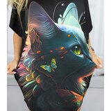 Pri Black tunic dress with colorful print and pockets PERLA | shoptok.hr