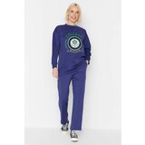 Trendyol Navy Blue Printed Scuba Knitted Tracksuit Set Cene