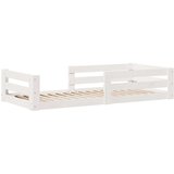 vidaXL Posteljni okvir brez vzmetnice bel 100x200 cm trdna borovina | Shoptok.si