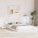 vidaXL posteljni okvir s nočnima omaricama bela 140x200cm trden les | Shoptok.si