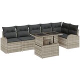 vidaXL 7-dijelni set vrtnih sofa s jastučićima svjetlosiva poli ratan, 2-sjedna vrtna sofa s pohranom i jastučićima svjetlosiva poli ratan Cijene