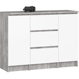 AKORD Komoda, 2 Vrata In 3 Predali, Beton/Bela, (5000332147) | Shoptok.si