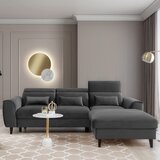 ELTAP Temno siva žametna raztegljiva/s prostorom za shranjevanje kotna sedežna garnitura (desni kot/z ležalnikom) Foble – | Shoptok.si