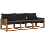 vidaXL Zunanja garnitura za sedenje z blazino 3 pcs Naravna in črna, (5000273618) | Shoptok.si