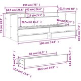  Dnevni krevet s ladicama bez madraca boja hrasta 90x190 cm | shoptok.hr