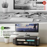 BOKIOVIN kovinsko stojalo za monitor z 2 nivojema in predalom | Shoptok.si