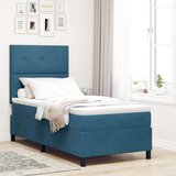 Box Spring Krevet s Madracem Tamno Plavi 100x200 cm Baršun Cijene