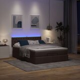  Otomanska postelja z vzmetnico & LEDs rjav 140x190 cm blago, (22011957) Cene
