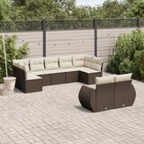 Maison Chic Seti vrtnega pohištva - Vrtna garnitura - Vrtni pohištvo set 9-delna z blazinami rjava poli ratan, (21798258) | Shoptok.si