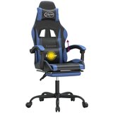  Vrtljiv gaming stol z oporo za noge črno in modro umetno usnje, (20701388) | Shoptok.si