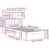  Krevet s regalom za knjige bez madraca bijeli 75x190cm borovina | shoptok.hr