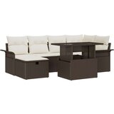  7-dijelni set vrtne sofe s jastučićima smeđi poli ratan 2-sjedna vrtna sofa s pričuvom i jastučićima smeđi poli ratan Cijene
