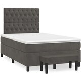 Box spring krevet s madracem tamnosivi 120 x 200 cm baršunasti | shoptok.hr