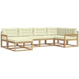  Set vanjskih sofa s jastukom 5 pcs Bijela i krem Poliester | shoptok.hr