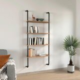MID.YOU Stenski Regal Insasi 4, Barva Hrasta, Črna | Shoptok.si