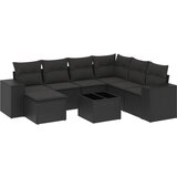 vidaXL Vrtna sedežna garnitura 8-delna z blazinami črn poli ratan, (21057213) | Shoptok.si