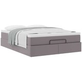  Otomanski posteljni okvir z vzmetnico siv 140x190 cm um. usnje, (22011848) | Shoptok.si