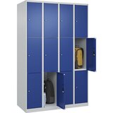 C+P Omara s predelki z zaklepanjem Classic PLUS, 4 deli, svetlo sive / encijan modre barve, Š 1200 mm, 12 predelkov, s talnimi drsniki | Shoptok.si