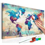  Slika za samostalno slikanje - World Map (Blue &amp Red) 60x40 | shoptok.hr