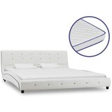 vidaXL Postelja z vzmetnico iz sp. pene belo umetno usnje 160x200 cm Cene