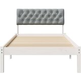 vidaXL Kovinska posteljna konstrukcija Bela in svetlo siva 90 x 190 cm, (5000084753) | Shoptok.si