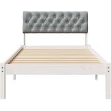 vidaXL Okvir kreveta s uzglavljem Bijela i svijetlosiva 90 x 190 cm | shoptok.hr