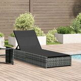 vidaXL Ležalnik Siva Rattan in tkanina 69 x 200 x 27 cm Zložljiv | Shoptok.si