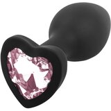 Sunfo - silikonski analni dildo s srčastim kamnom (črno-roza) | Shoptok.si