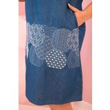 Kesi Włoski Plus size women's sleeveless dress with decorative pattern denim | shoptok.hr