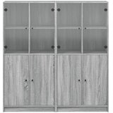  Regal za knjige s vratima boja hrasta 136x37x142 cm drveni Siva | Shoptok.si