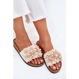 Boto Women's Cork Sole Slippers With Flowers Beige Ferenza | shoptok.hr