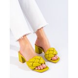 SHELOVET Green Women's Heeled Slippers | Shoptok.si