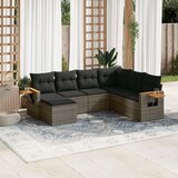 Maison Chic Seti vrtnega pohištva - Vrtna garnitura - Vrtni pohištvo set 7-delna z blazinami siv poli ratan, (21802260) | Shoptok.si