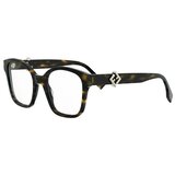Fendi Diamonds Havana Squared Eyeglasses ONE SIZE (52) Havana/Kristalna u