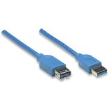 Manhattan USB kabel USB 3.2 gen. 1 (USB 3.0) USB-A vtič\, USB-A vtičnica 3.00 m modra pozlačeni konektorji\, UL-certificirano 322447-CG, (20414836) | Shoptok.si