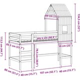 vidaXL krevet na kat s ljestvama i krovom 80x200 cm od borovine | shoptok.hr