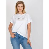 Fashion Hunters White cotton plus size t-shirt with short sleeves Cene