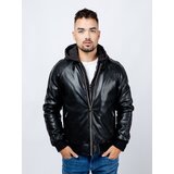 Glano Men's Leatherette Hooded Jacket - Black | shoptok.hr