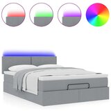 vidaXL Otomanski krevet s madracem&LED svijetlosivi 140x190 cm tkanine | shoptok.hr