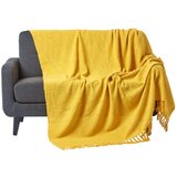 HOMESCAPES Nirvana Slub bombažna odeja oker rumene barve, 225x255 cm, (20749814) | Shoptok.si