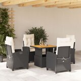  The Living Store Vrtna jedilna garnitura 5-delna z blazinami črn poli ratan - Vrtna Jedilna Garnitura, (21479172) | Shoptok.si