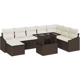 vidaXL 9-delni set vrtnega kavča z blazinami rjav poli ratan | Shoptok.si